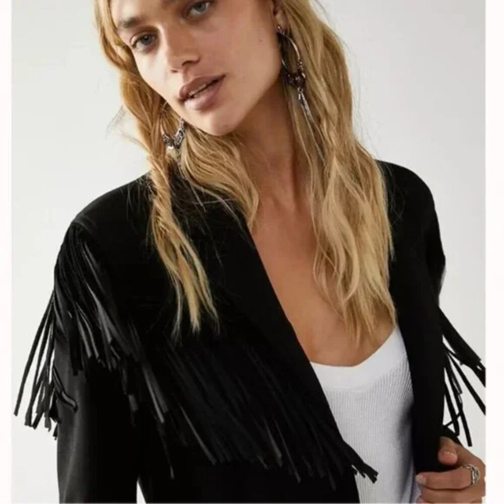 BLANK NYC Fringe Trim Ponte Blazer in Show Stopper NWT Size XS - Picture 3 of 8